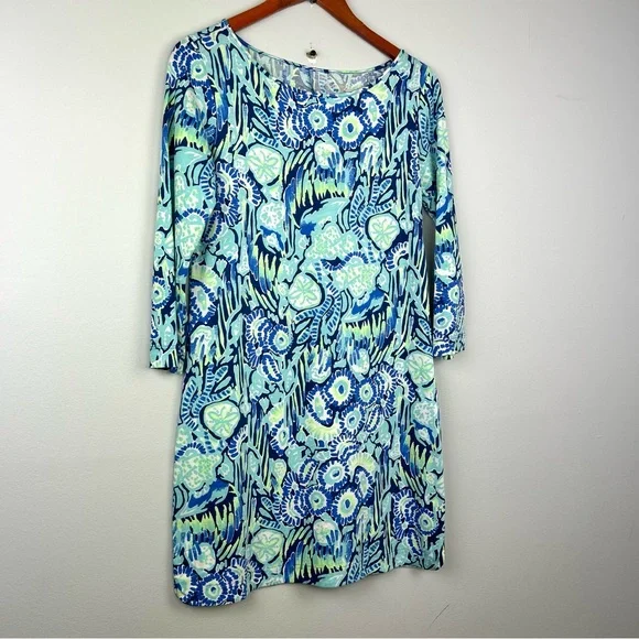 Lilly Pulitzer pima cotton 3/4 sleeve Marlowe dress Women's size S indigo sunset - Picture 4 of 14